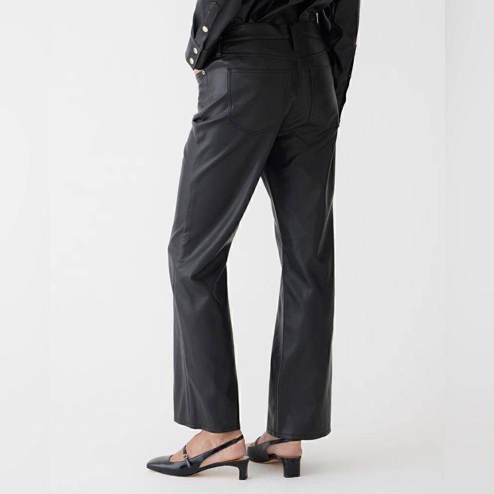 J Crew Faux Leather Slim Wide Leg Pants NWT - Picture 5 of 10